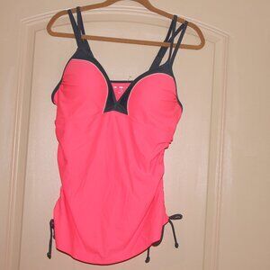 FREE COUNTRY CORAL & GRAY TANKINI TOP WOMENS SZ XL